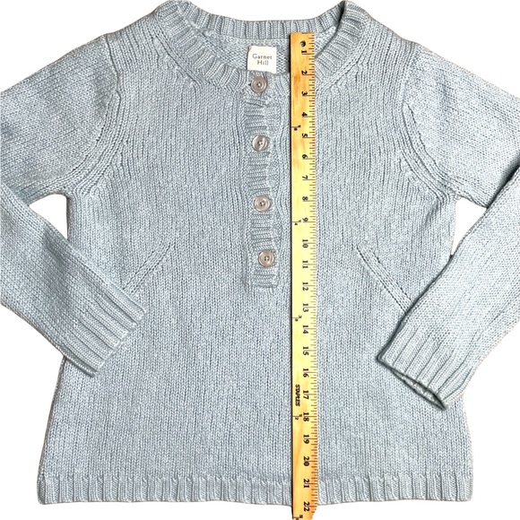 Garnet Hill Women M Merino Wool Chunky Knit Sweater Pullover Buttons Light Blue - Picture 5 of 6